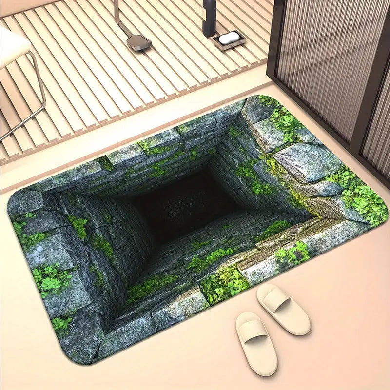 3D Brick Pattern Optical Illusion Bath Mat Kalsten