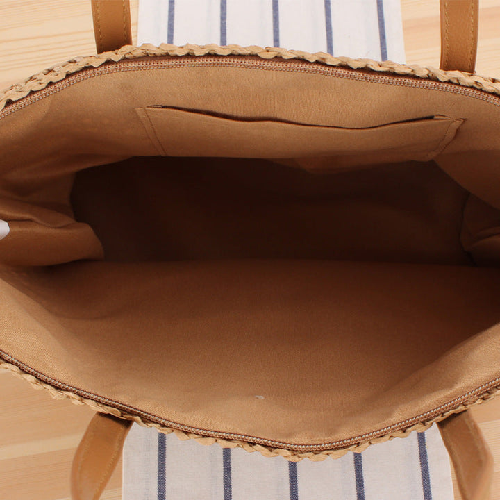 Elegant Bast Tote Bag with Sturdy Leather Handles Kalsten