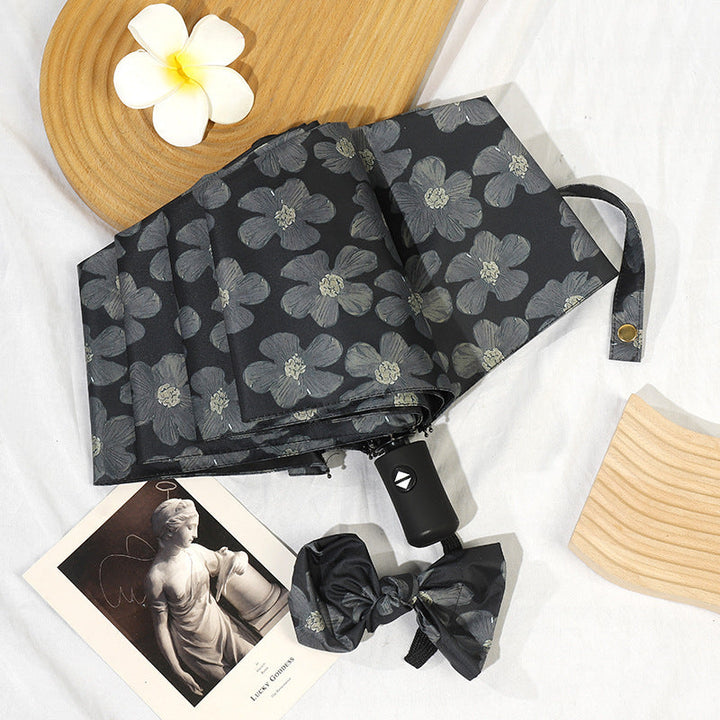 Ladies Mini Folding Umbrella with Elegant Floral Print Kalsten