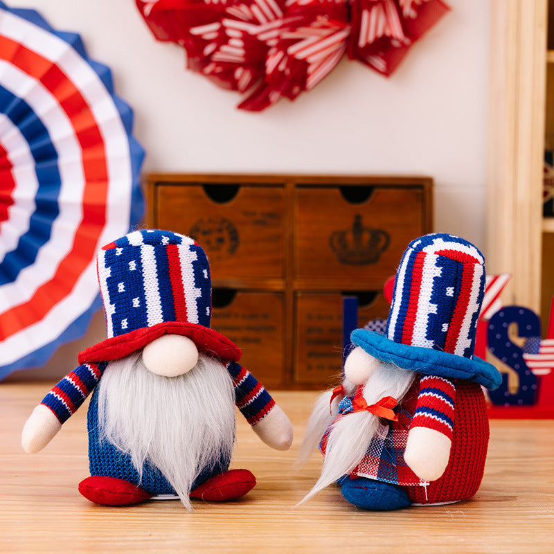 Unisex decorative fabric gnome as festive table and shelf decoration with knitted pointed hat and faux fur beard Kalsten