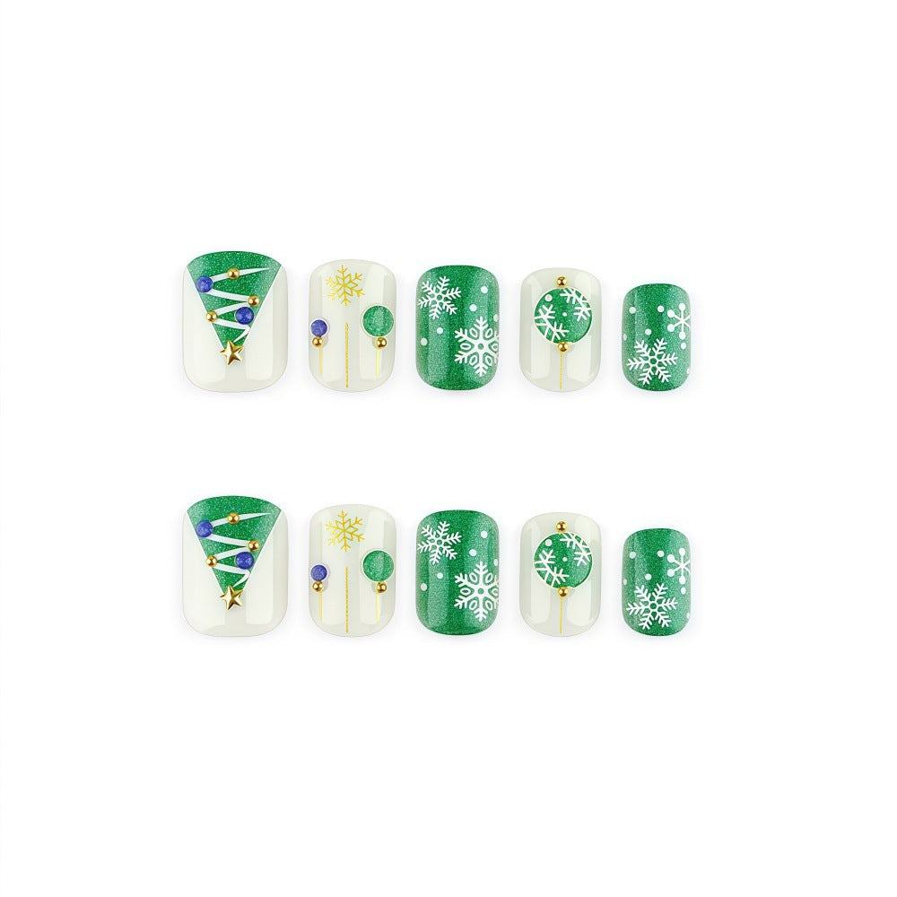 Artificial nail set with festive Christmas motifs Kalsten