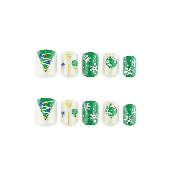 Artificial nail set with festive Christmas motifs Kalsten
