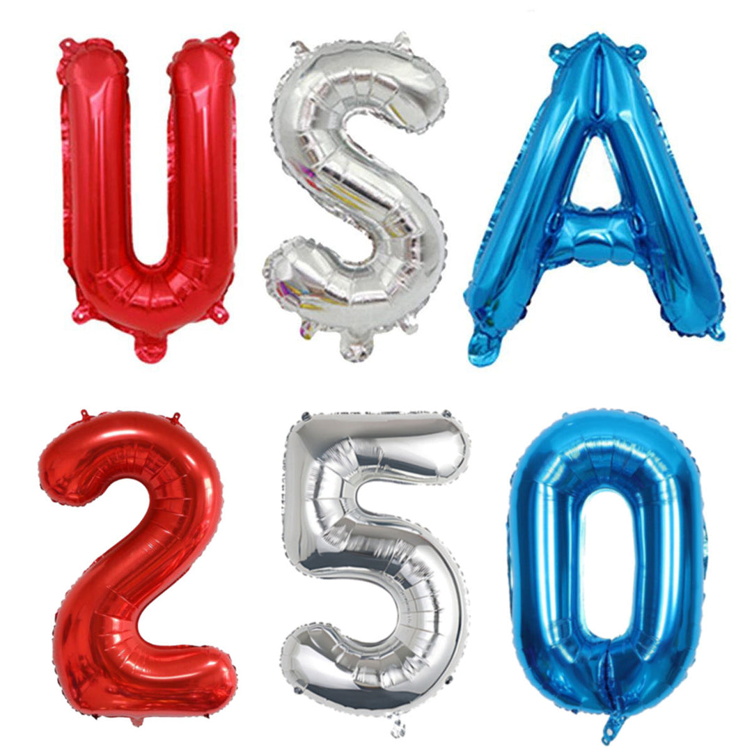Unisex nan patriotic party decoration set with paper fans bunting pom poms star garlands and foil letter balloons Kalsten