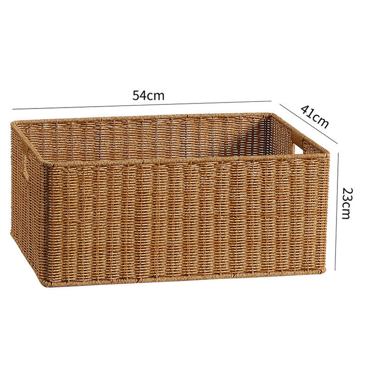 Handwoven Rectangular Storage Bin with Cutout Handles Kalsten