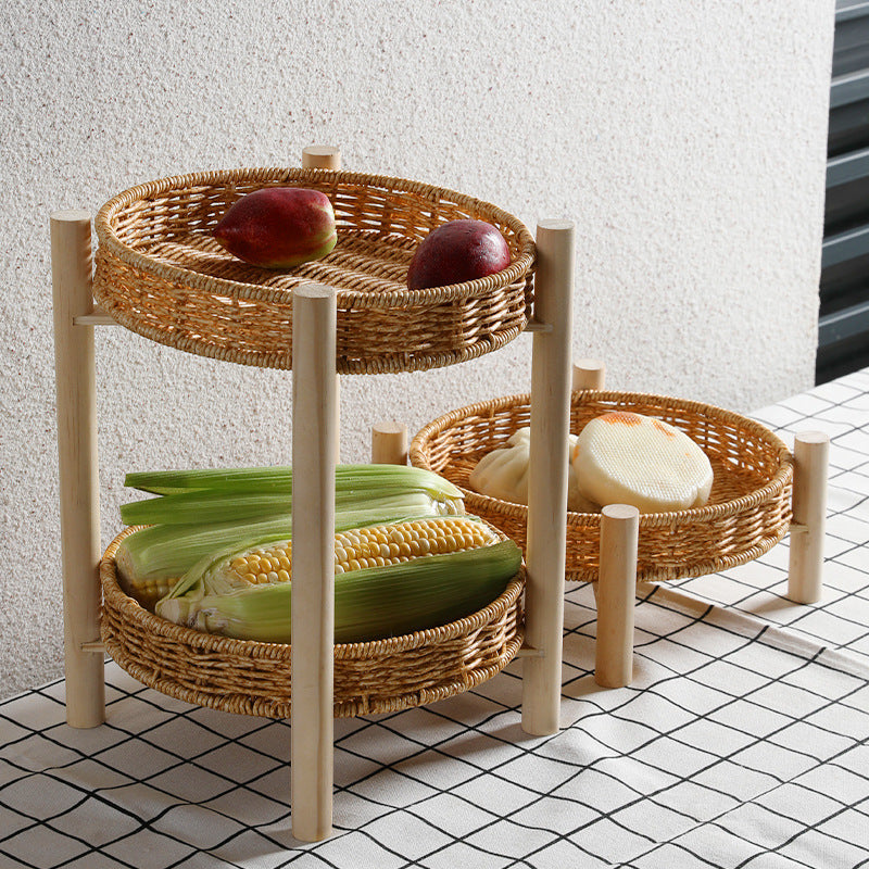 Unisex Round Storage Bowl with Wooden Legs Kalsten