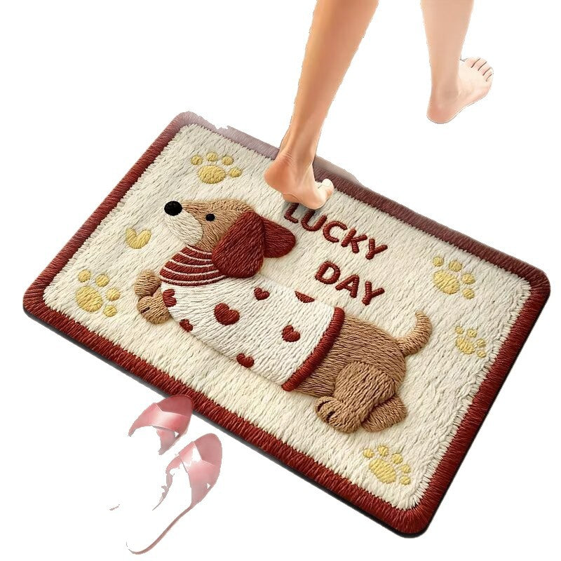Cute Puppy-Themed Plush Bath Mat Acalora