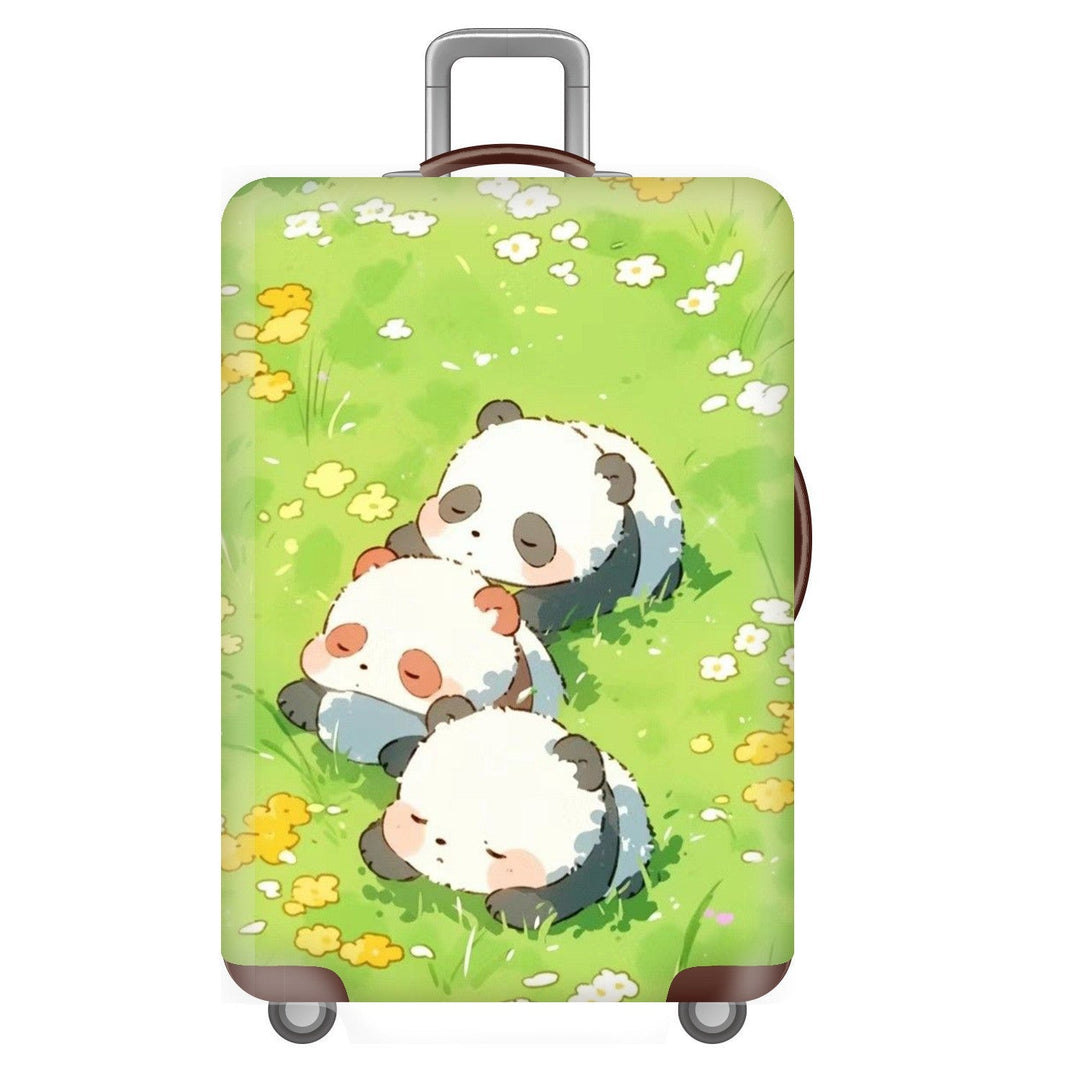 Unisex non-elastic suitcase cover for hard shell trolley with cute panda design, stretch protective cover with handle and wheel openings Kalsten