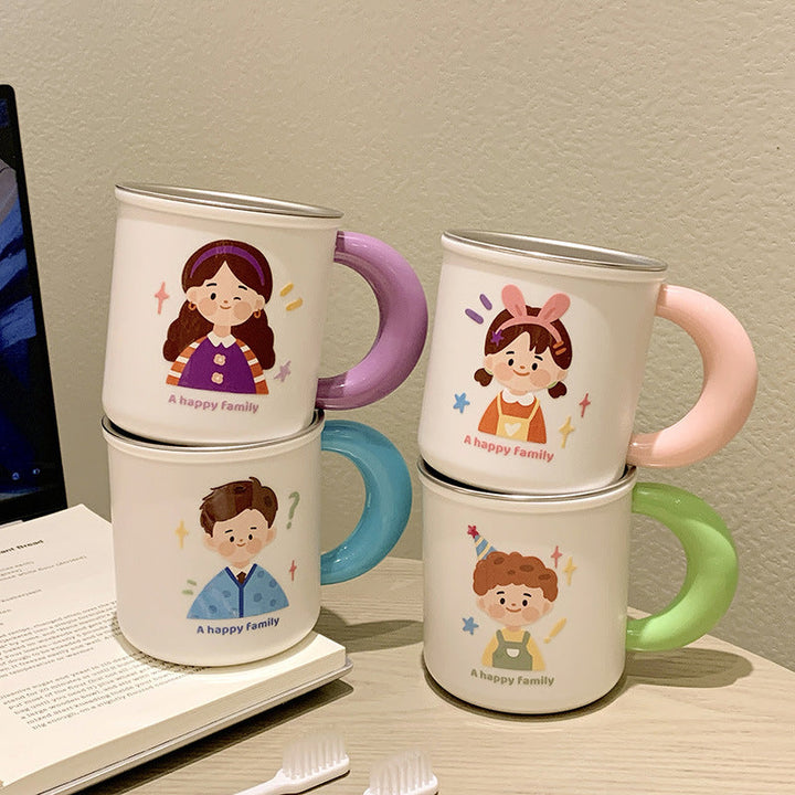 Stainless steel ceramic mug with cheerful family motif Kalsten