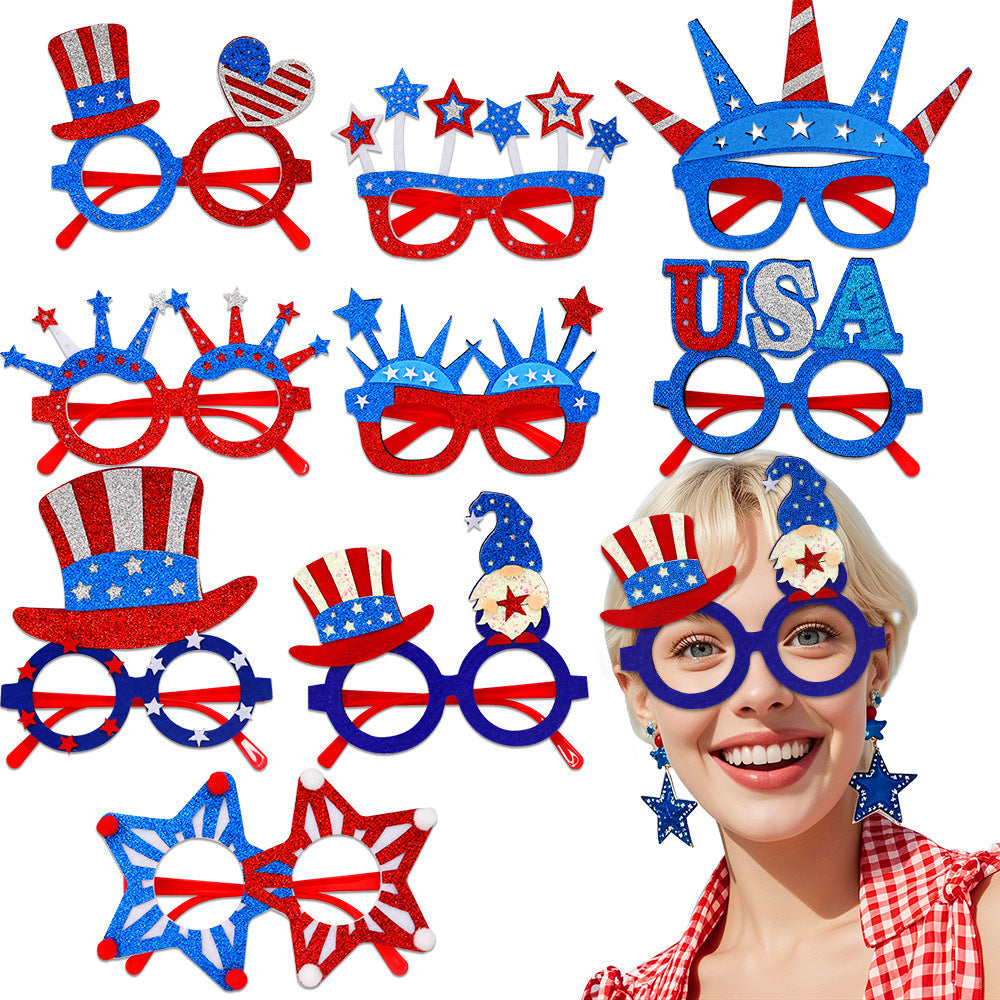 Unisex glitter glasses with USA lettering and round frame party glasses Kalsten