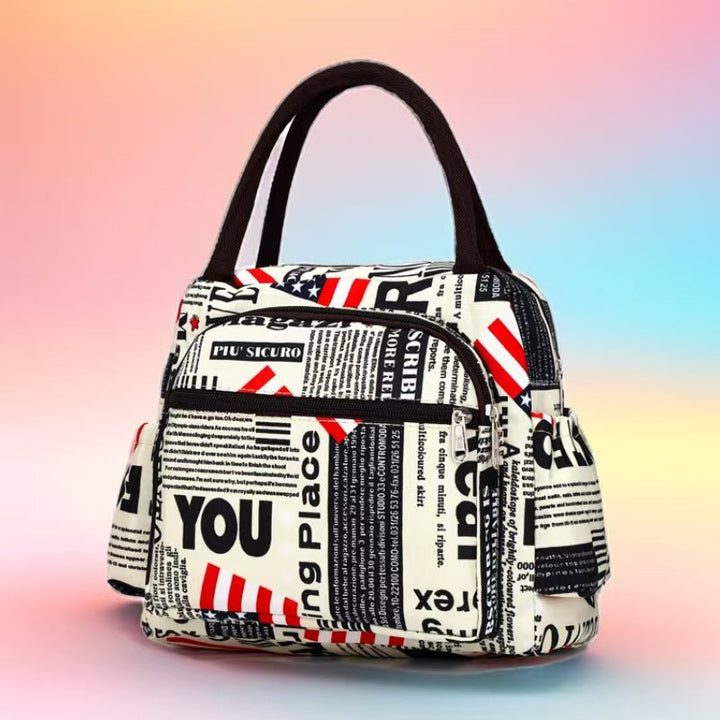 Cat Print Multi-Pocket Tote Bag Kalsten
