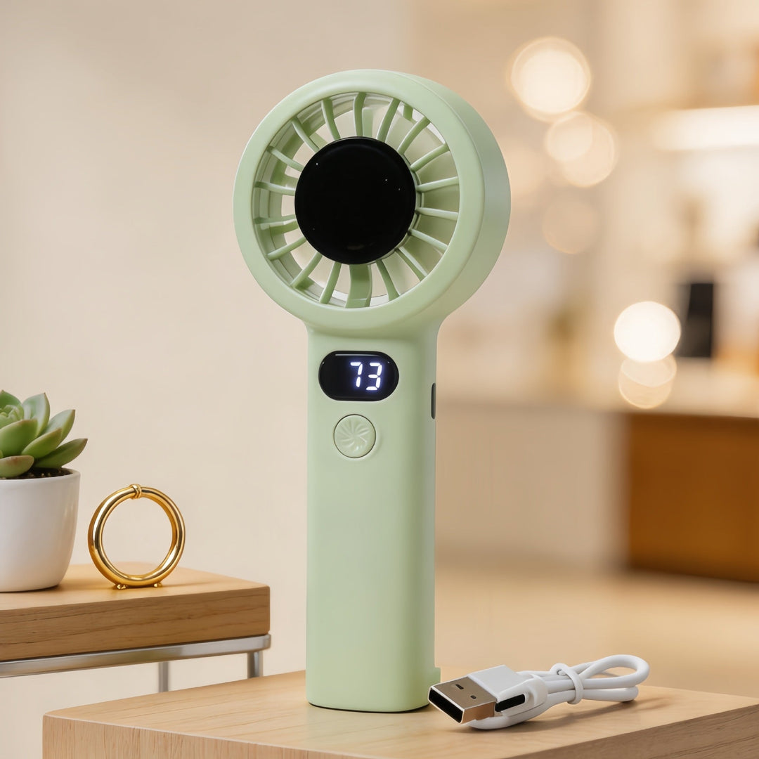 Women portable handheld fan with digital display and USB charging function Kalsten