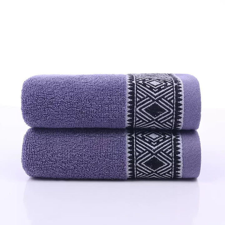 Terry Bath Towel Set With Elegant Geometric Border Kalsten