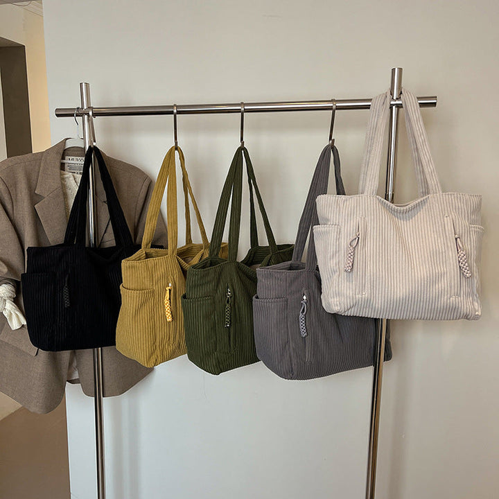Corduroy Multi-Pocket Tote Bag Kalsten