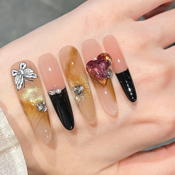 Artistic 3D Butterfly and Gem Nail Extensions Kalsten