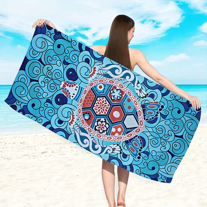 Microfiber beach towel with exclusive turtle motif Kalsten