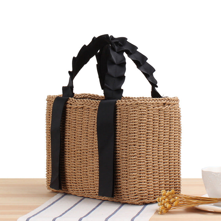 Playful basket bag with elegant fabric handle Kalsten