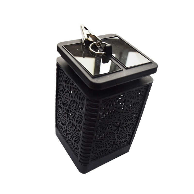 Decorative Solar-Powered Metal Lantern With Filigree Cutout And Flickering LED Flame Effect Kalsten