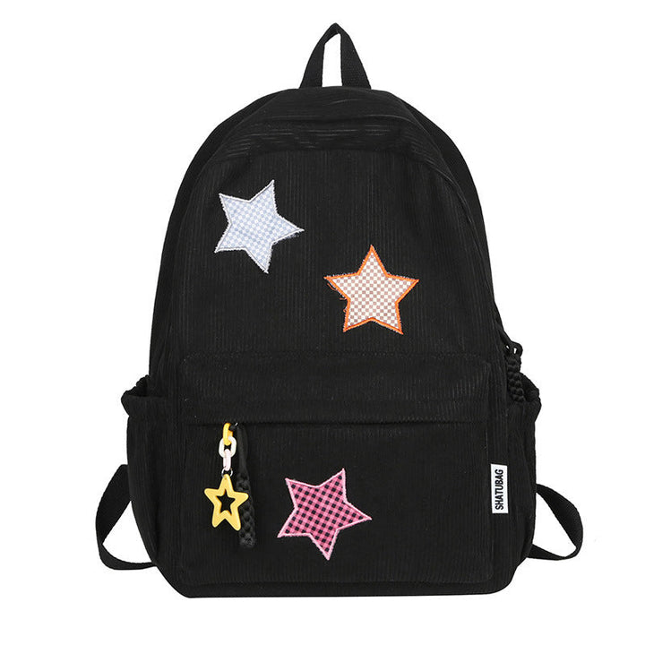 Fun Star Patterned Corduroy School Backpack Kalsten