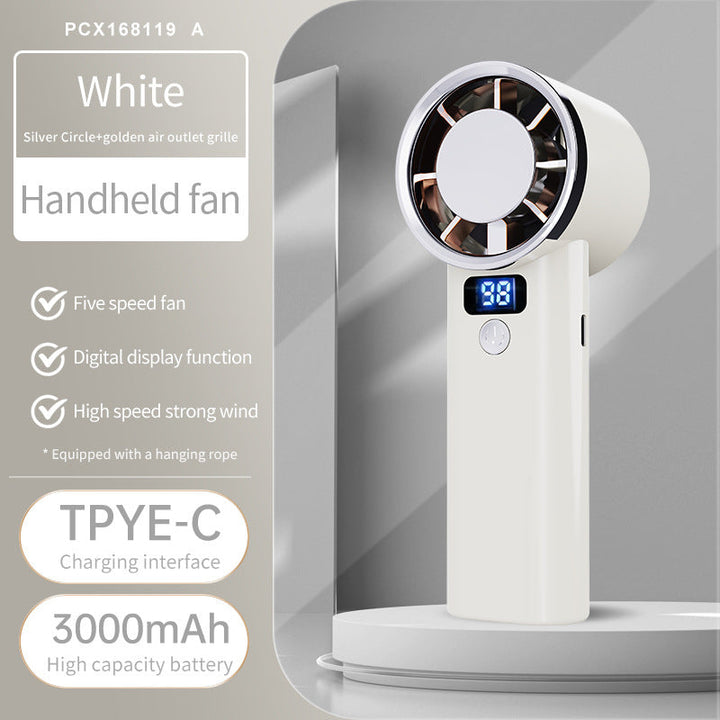 Ladies handheld fan with digital display and 3000mAh battery Kalsten
