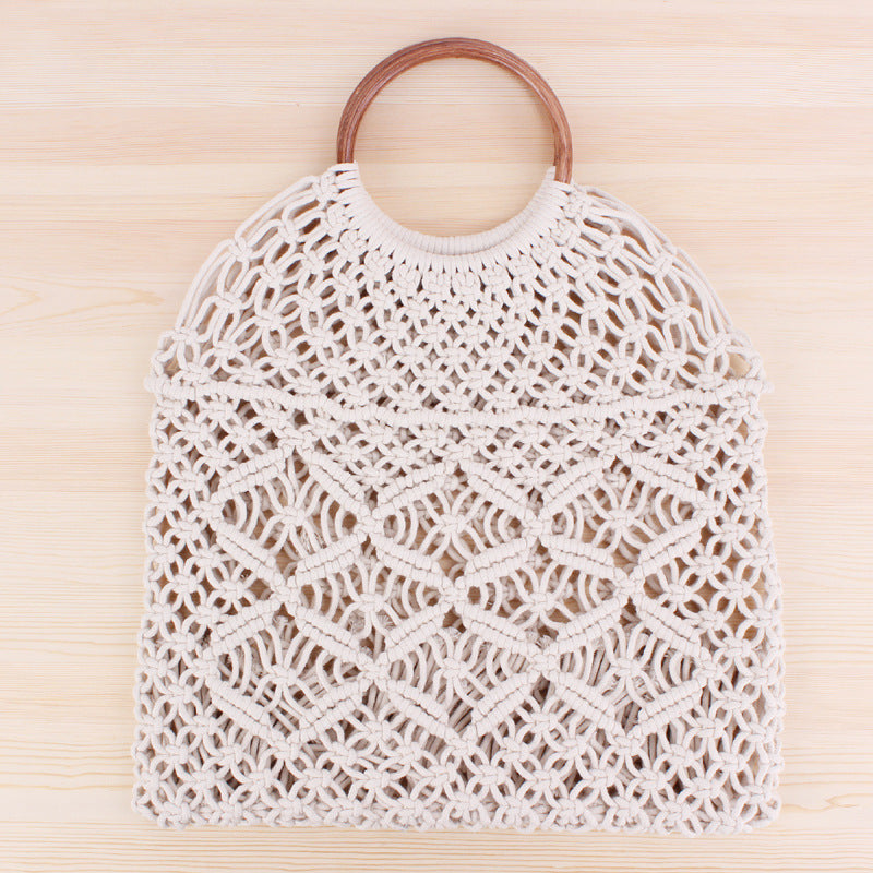 Macrame Tote Bag with Double-Layer Inner Pocket Kalsten