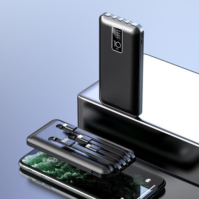 Portable power bank with integrated charging cables and digital charge level indicator Kalsten