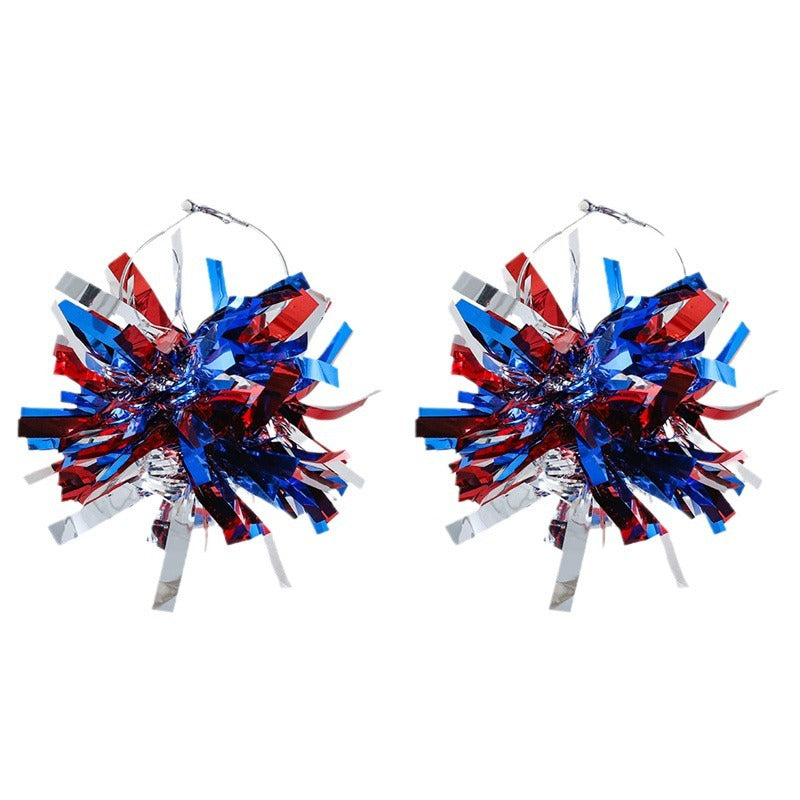Unisex nan festive metallic tinsel pom pom hoop earrings Kalsten