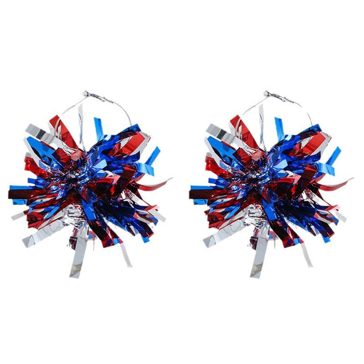Unisex nan festive metallic tinsel pom pom hoop earrings Kalsten