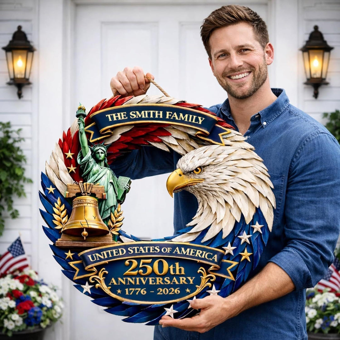 Unisex nan Patriotic Americana Heart Flag Wreath with Ribbon Mesh, Wooden Heart Cutout and Star Accent Bowlsift Kalsten