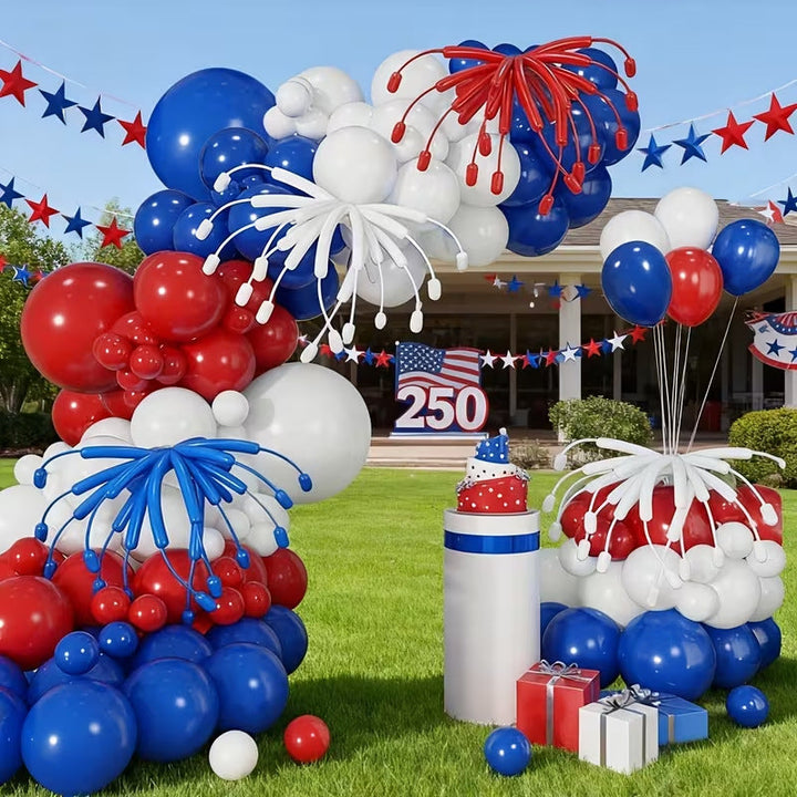 Unisex nan Balloon arch and table decor set with columns, clusters and fireworks attachments Kalsten