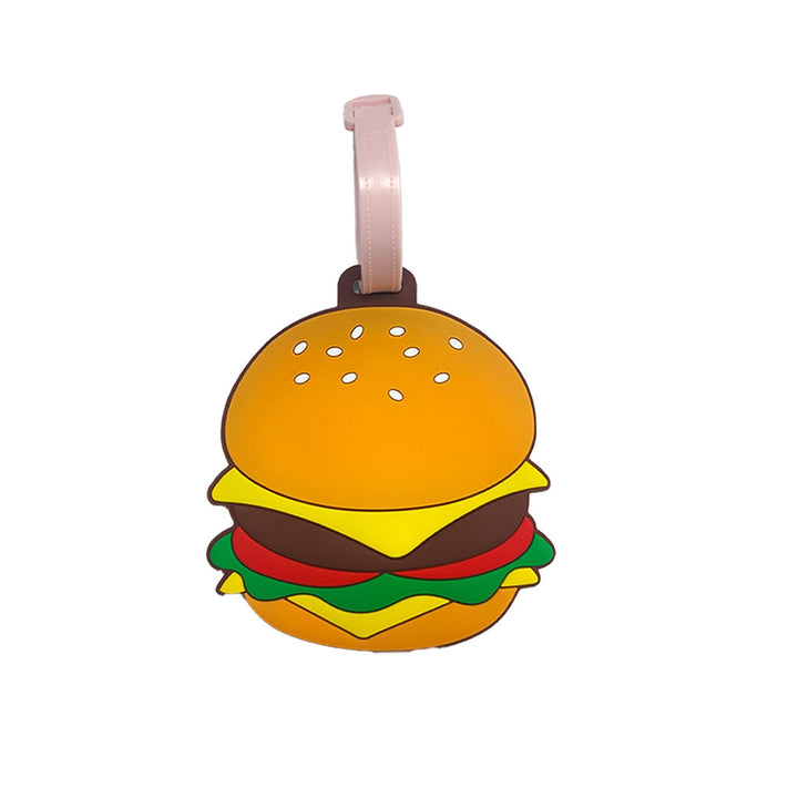 novelty burger shaped silicone luggage tag with flexible strap Kalsten