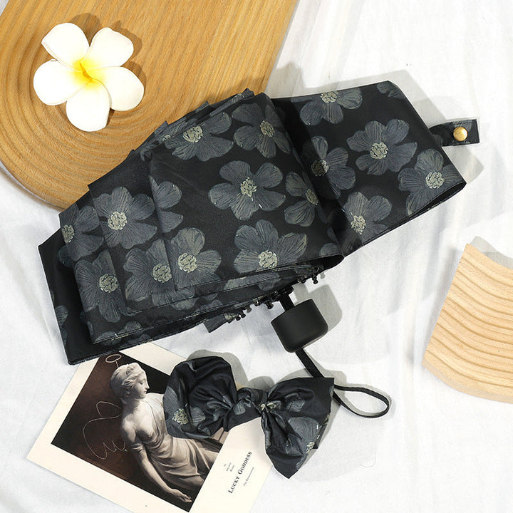 Ladies Mini Folding Umbrella with Elegant Floral Print Kalsten