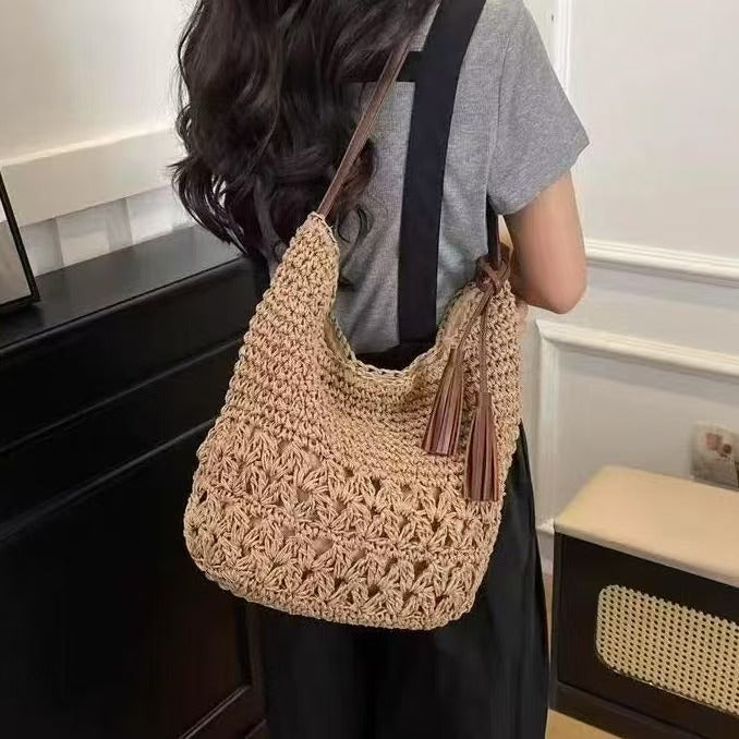 Macrame Crossbody Bag with Tassel Details Kalsten
