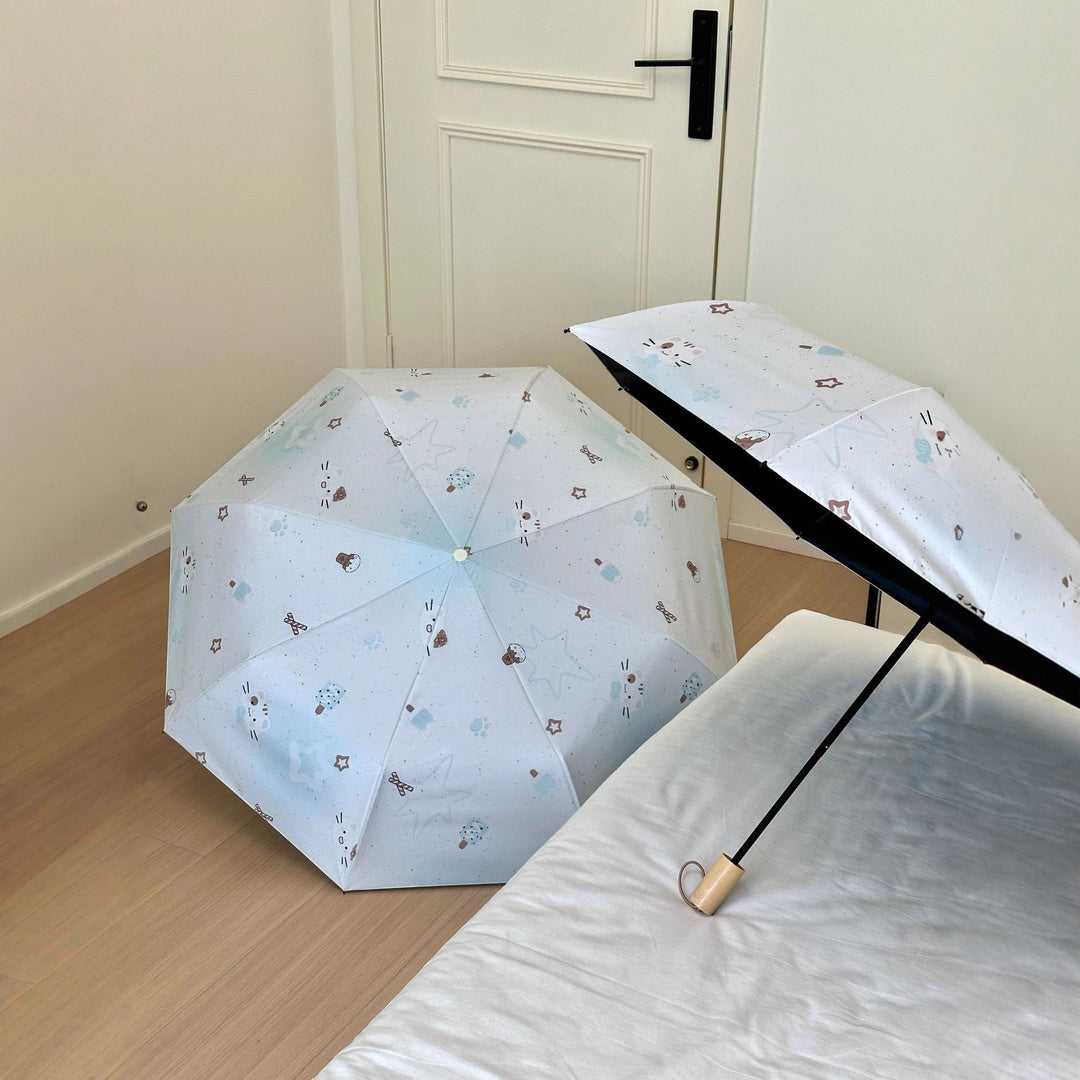 Women's compact folding umbrella with cute Kalsten motif