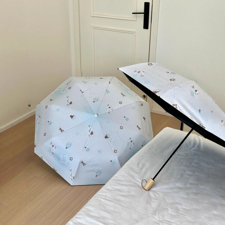 Women's compact folding umbrella with cute Kalsten motif