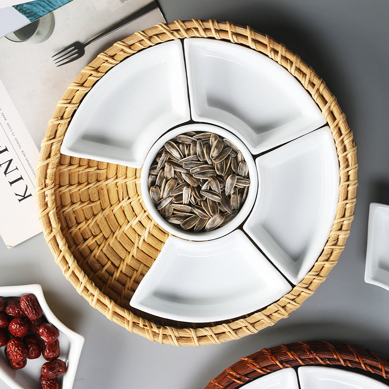 Unisex Serving Platter with Integrated Dip Bowl Set Kalsten