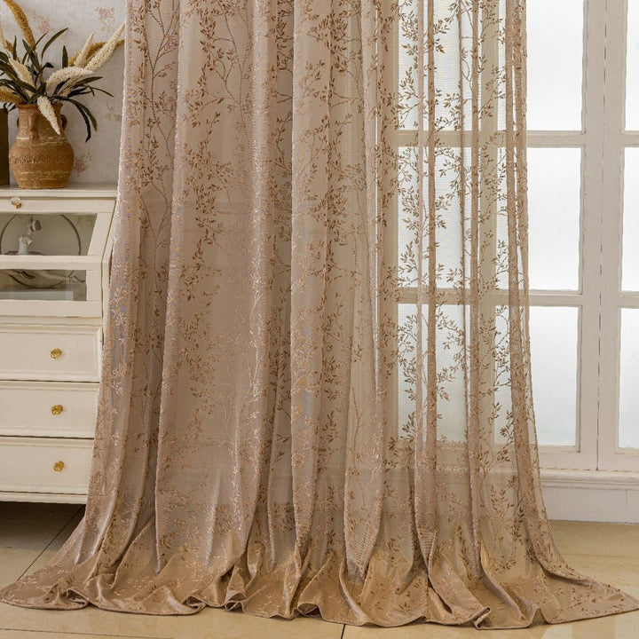 WoFloral Embroidered Sheer Curtain Kalsten