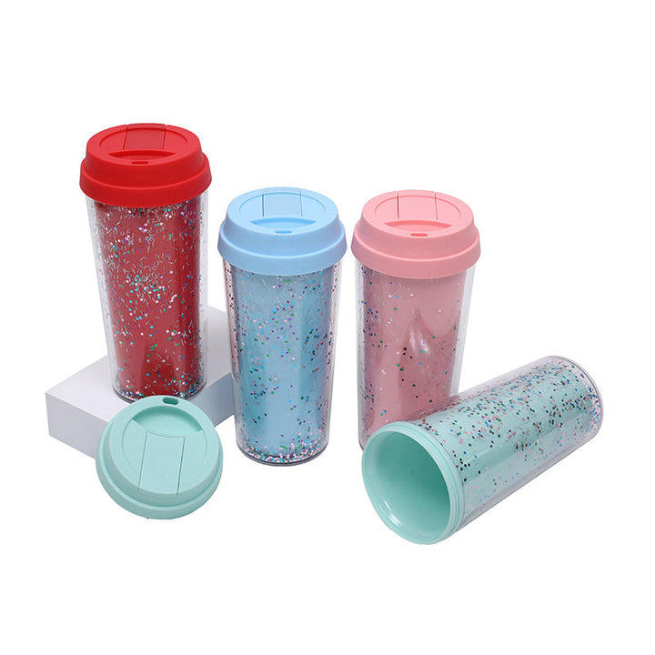 Ladies Glitter Drinking Cup with Leak-Proof Lid and Ergonomic Handle Kalsten