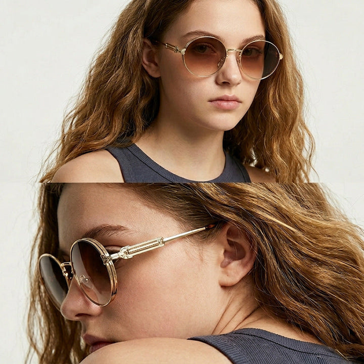 Women's round vintage sunglasses with exclusive metal frame Kalsten