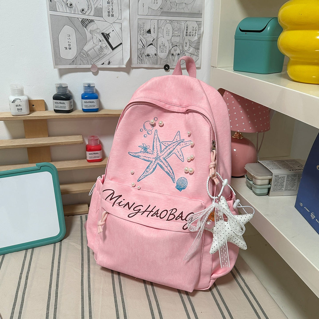 Embroidered Starfish Design School Backpack