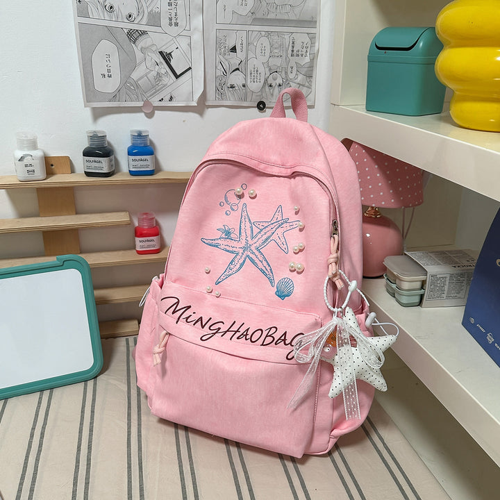 Embroidered Starfish Design School Backpack