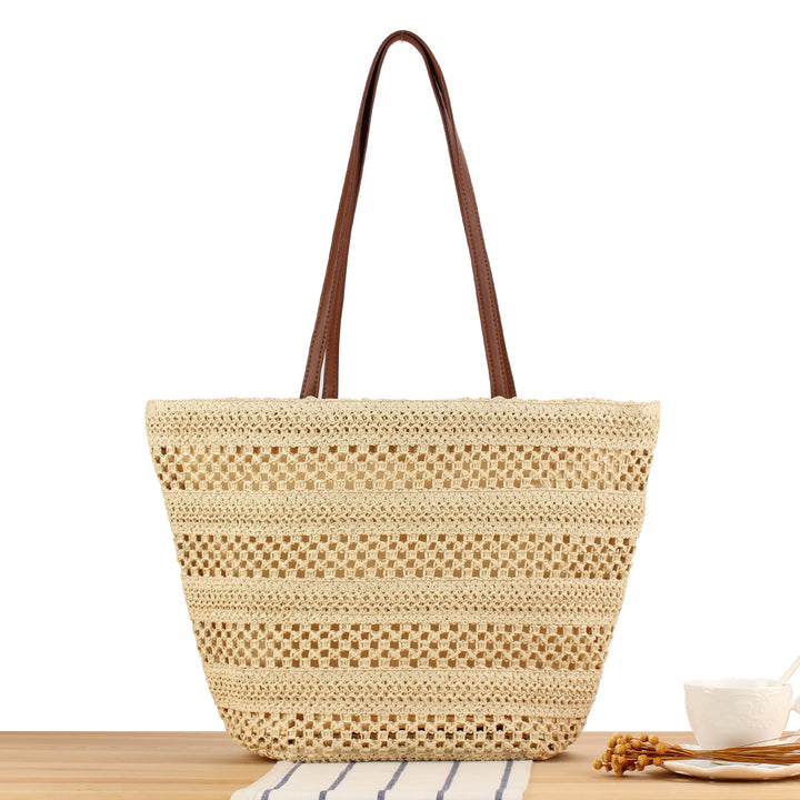 Elegant Bast Beach Bag with High-Quality Faux Leather Handles Kalsten