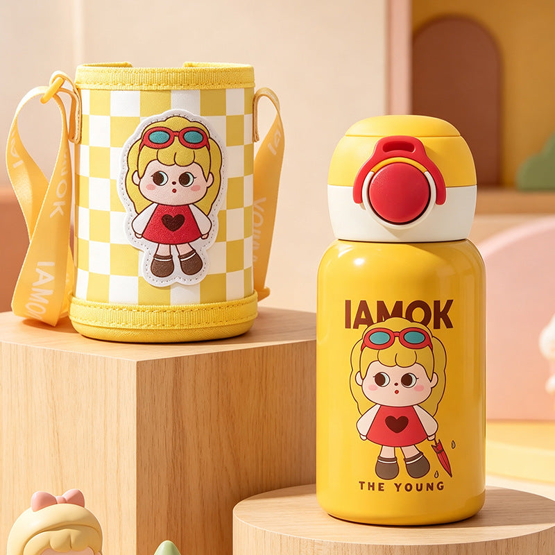Women's insulated bottle with practical carrying strap and playful design Kalsten