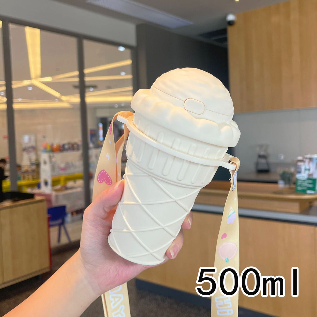 Women’s creative ice cream cup drinking bottle with practical carrying strap Kalsten