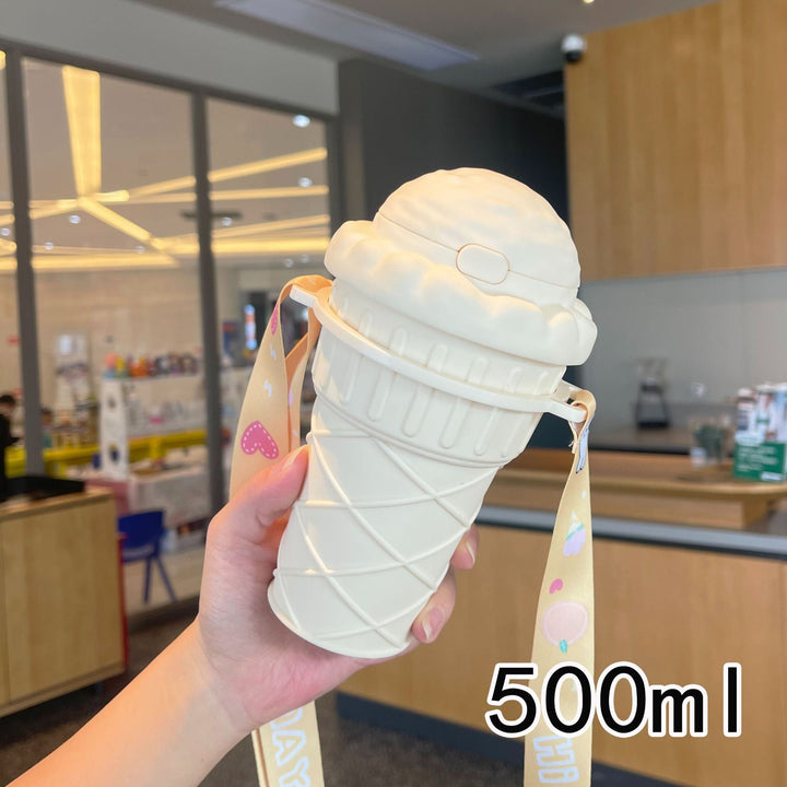 Women’s creative ice cream cup drinking bottle with practical carrying strap Kalsten