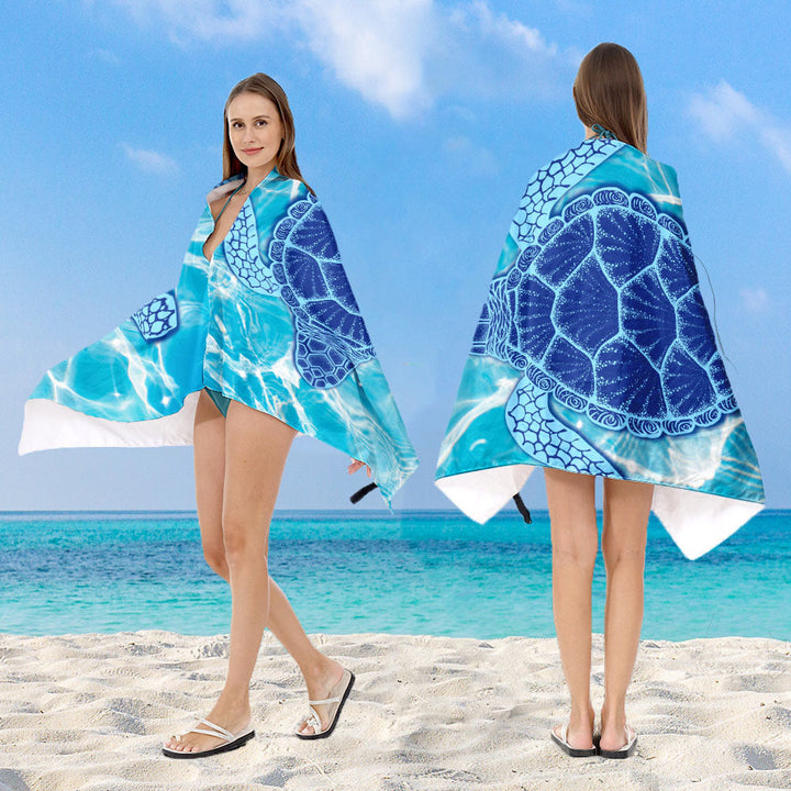 Hooded beach poncho with mandala motif Kalsten