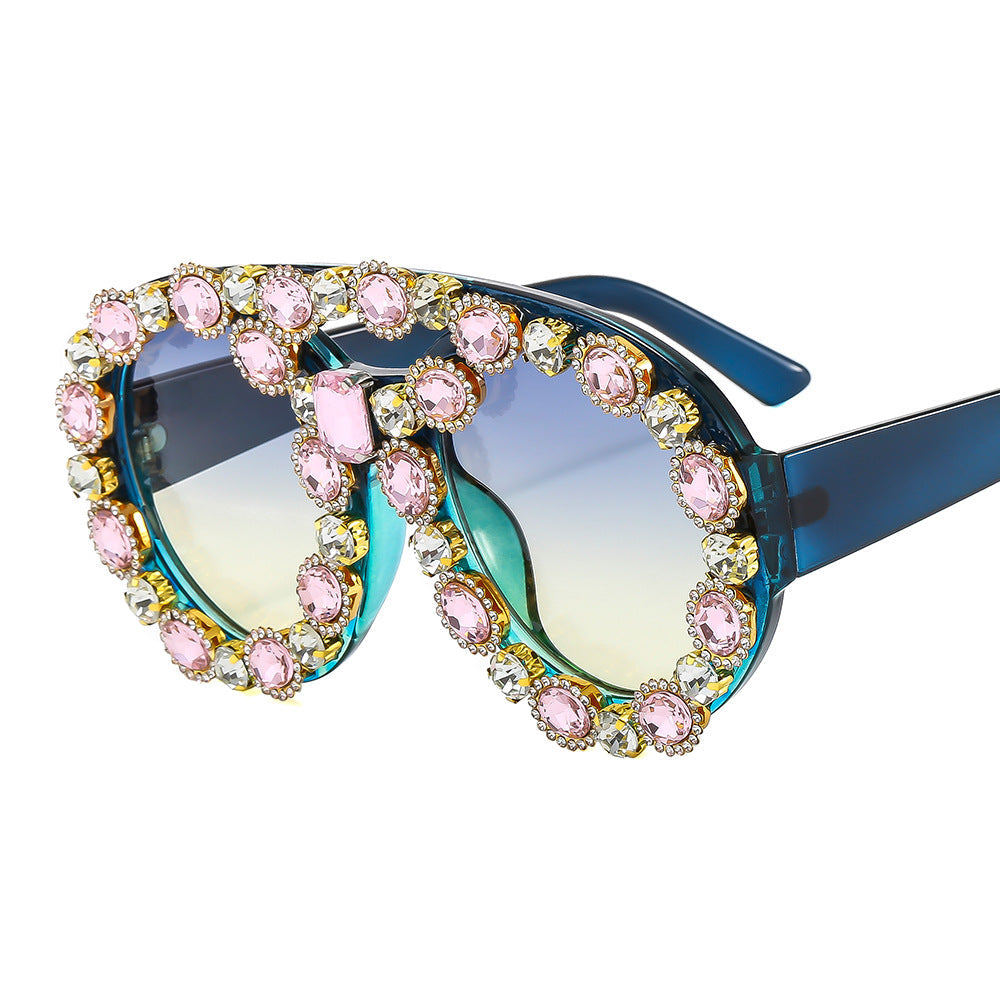 Ladies Glamorous Statement Sunglasses with Eye-Catching Crystal Frame Kalsten