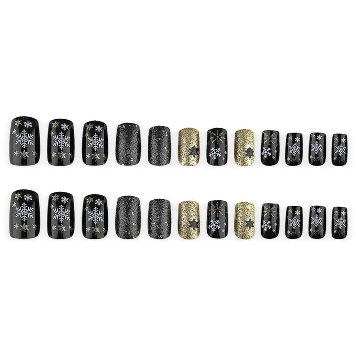 Creative artificial nails with sparkling glitter and festive winter design Kalsten