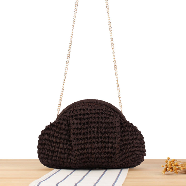 Handbag Made of High-Quality Natural Material with Silver Chain Strap Kalsten