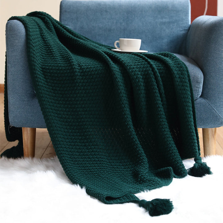 Women’s knitted blanket with decorative tassels Kalsten