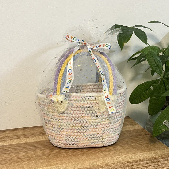 Women's handmade basket bag with color-coordinated handle accents Kalsten